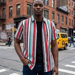 Red Racer Stripe Button Ups Shirt
